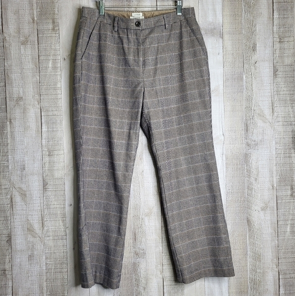 L.L Bean Plaid Houndstooth Black/Tan Dresspants. Size 12 Petite. Item 500955 - Picture 1 of 12